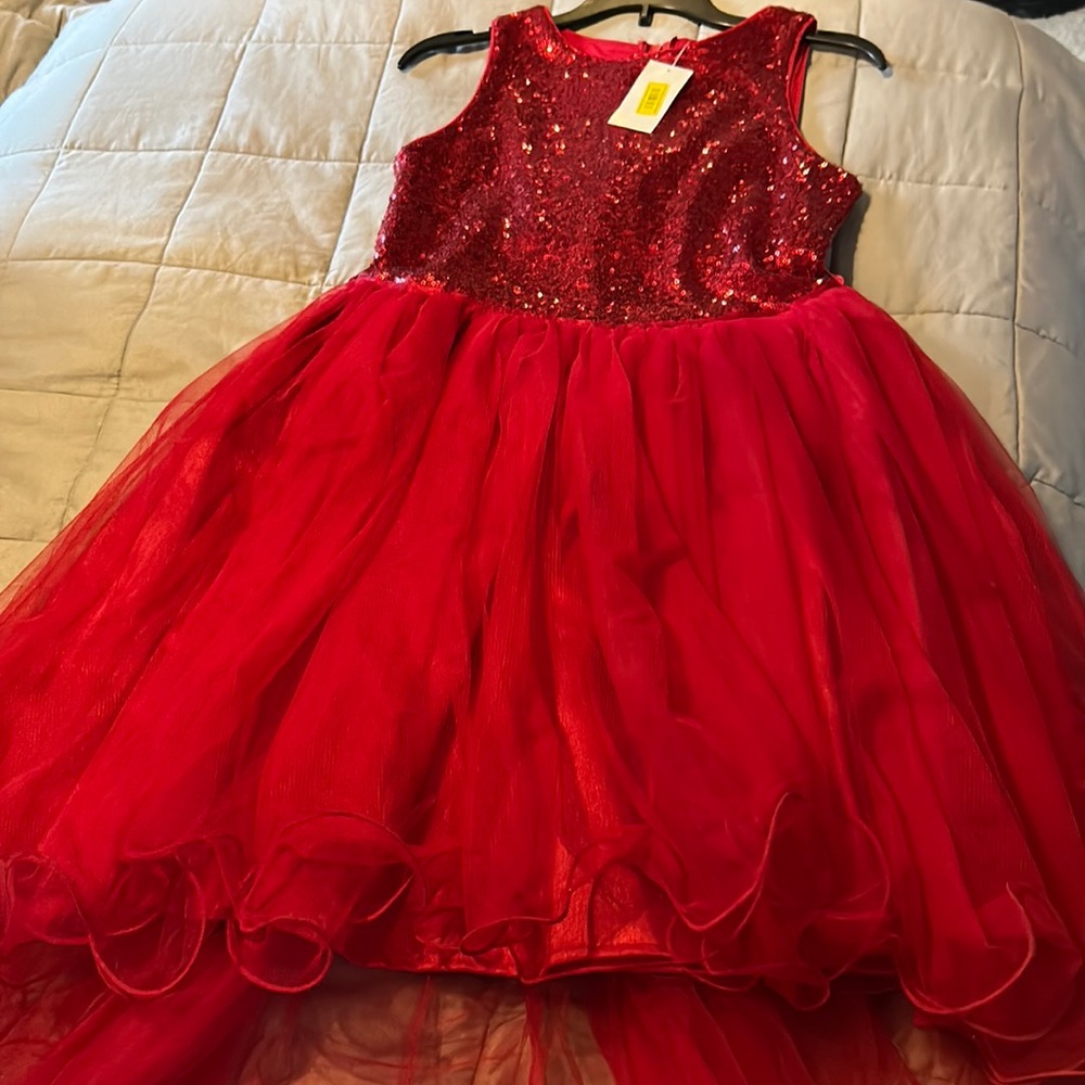 NWT Girls Zunie Red Sparkly Dress Size 12